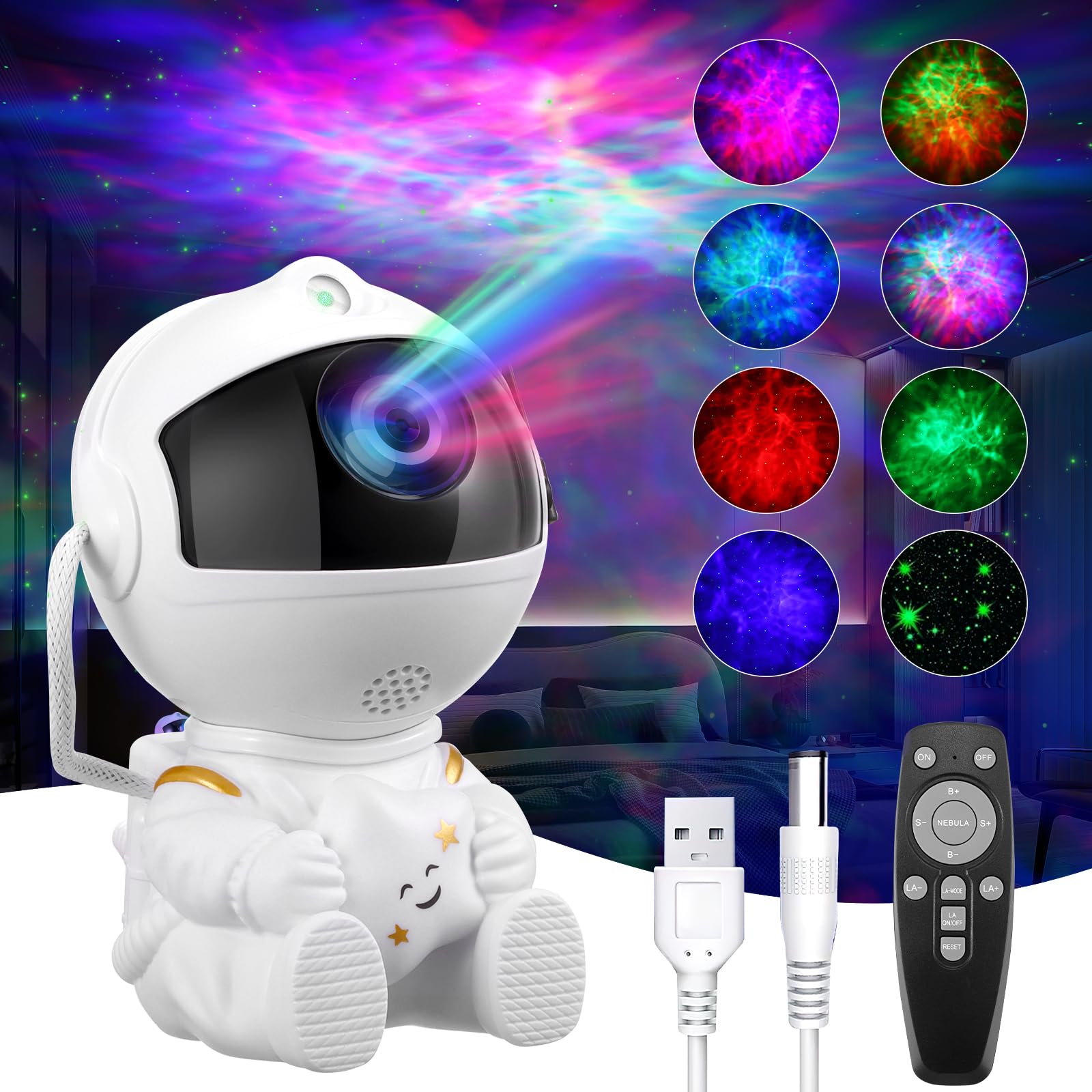 YUNYODA Astronaut Galaxy Projector, Astronaut Star Projector Light with Remote Control, Spaceman Starry Sky Nebula Ceiling Projector for Bedroom Decoration Children Adults Party Gift