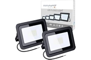 MIHEAL 2 PCS 50W LED Flood Light, Cool White, IP68 Waterproof Super Bright Work Light, 110V, Outdoor Floodlight for Yard, Gar