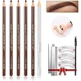 LSxia Waterproof Eye-Brows Pen-cil Set, Pull Cord Peel-off Eyebrow Pencil Microblading Eyebrow Pen Supplies Kit, White Eye-Liner Pencil and Eyebrows Tool Tattoo Makeup For Marking (5+1 Brown)