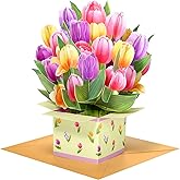 Kesote Paper Flower Bouquet Pop Up Cards, Tulip 3D Popup Birthday Cards, Greeting Cards, Easter Cards, Get Well Soon Cards Gifts for Women Wife Mom Friends Female