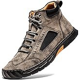 FLYLAND Men's Casual Leather Fashion Sneakers Ankle Chukka Boots Handmade Lightweight Loafers Mid Top Walking Driving Shoes