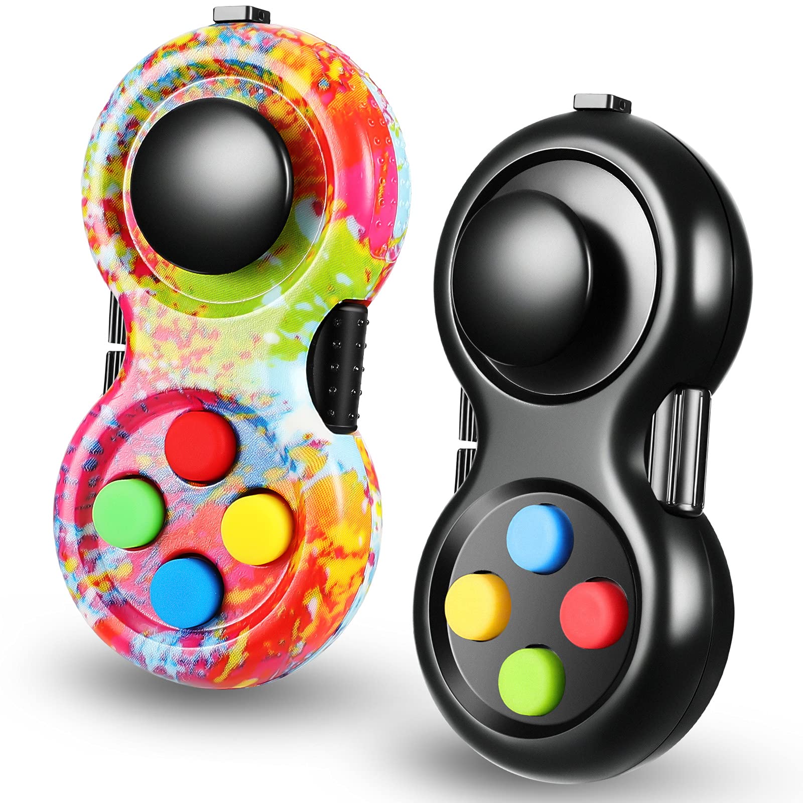 Photo 1 of Skylety 2 Pcs Fidget Toys for Adults Fidget Pad Christmas Basket Stuffers Stress Relief Cube Clicker Controller Sensory Educational Toy for ADHD Autism Spinner(Colorful and Black Style)