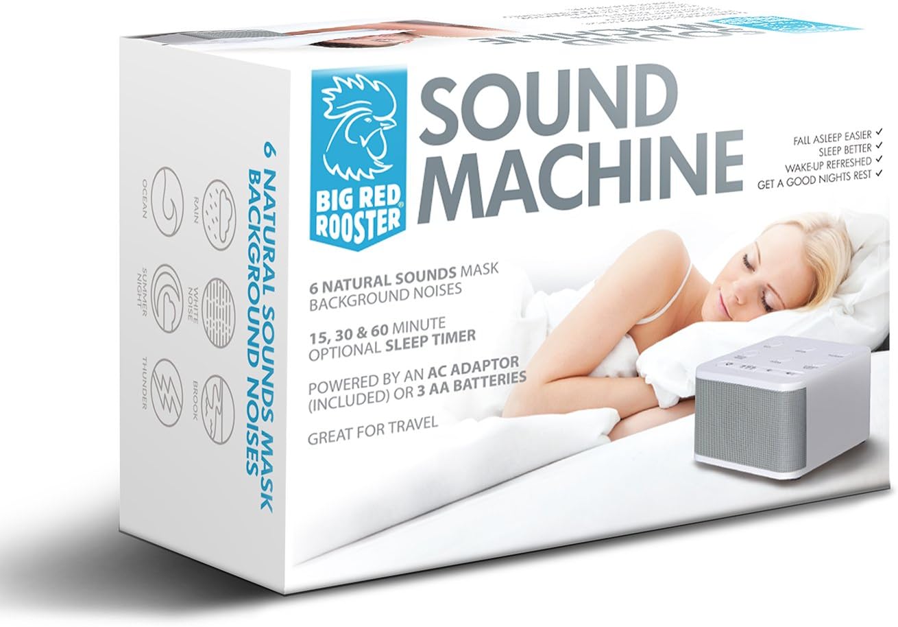Big Red Rooster 6 Sound White Noise Machine | Sound Machine for Sleeping | Portable White Noise Machine for Office Privacy | Travel Sound Machine Baby | Plug in Or Battery Operated: Health & Personal Care