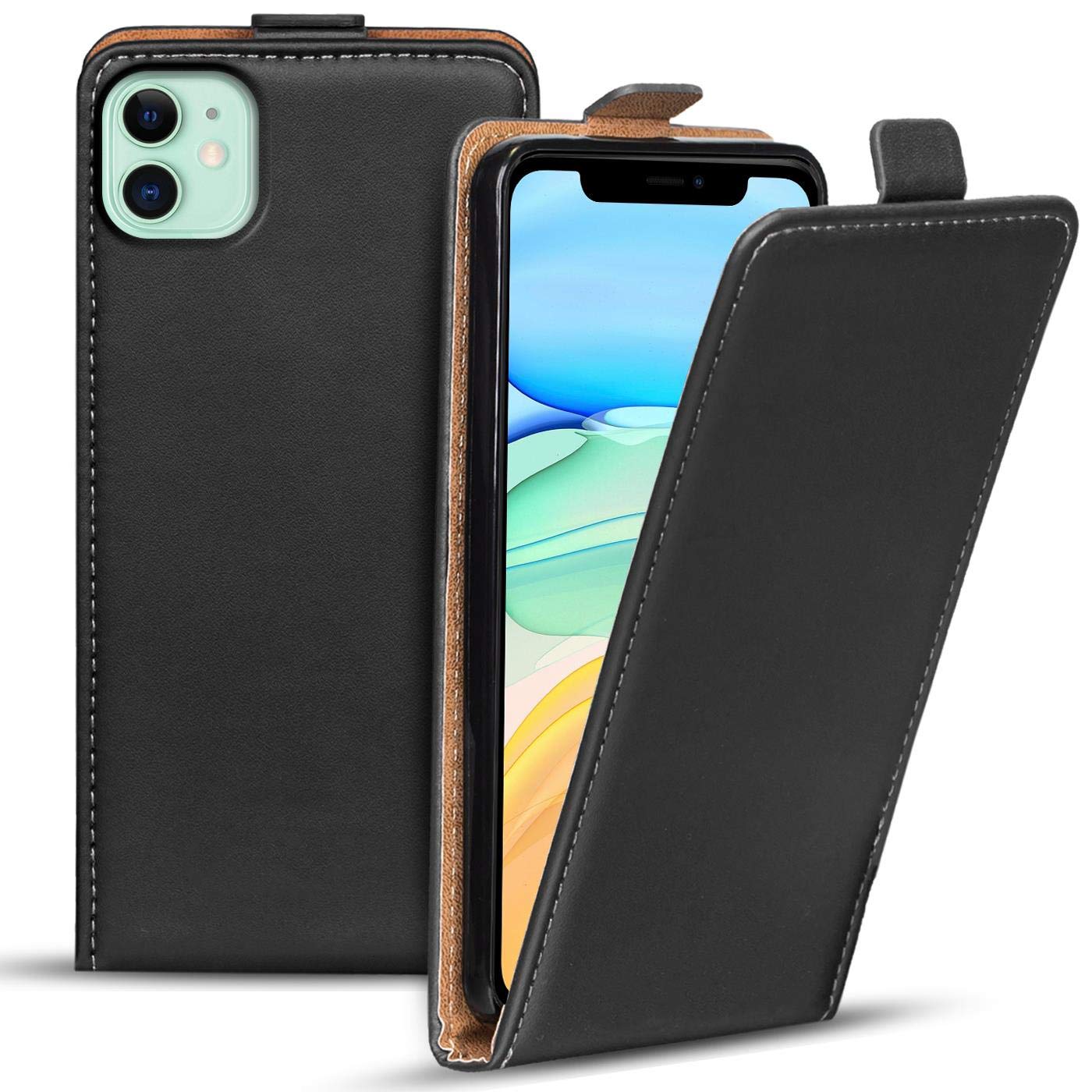 Verco Flip Case for iPhone 11 6.1 inch, Premium PU Leather Magnetic Closure Vertical Cover for Apple iPhone 11 Case, Black