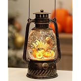 Fall Decorations for Home - Vintage Fall Snow Globe Lantern with 6H Timer,Pumpkin Sunflowers Scene Snow Globes USB or Battery Powered,Fall Decor for Fall Harvest Thanksgiving Autumn