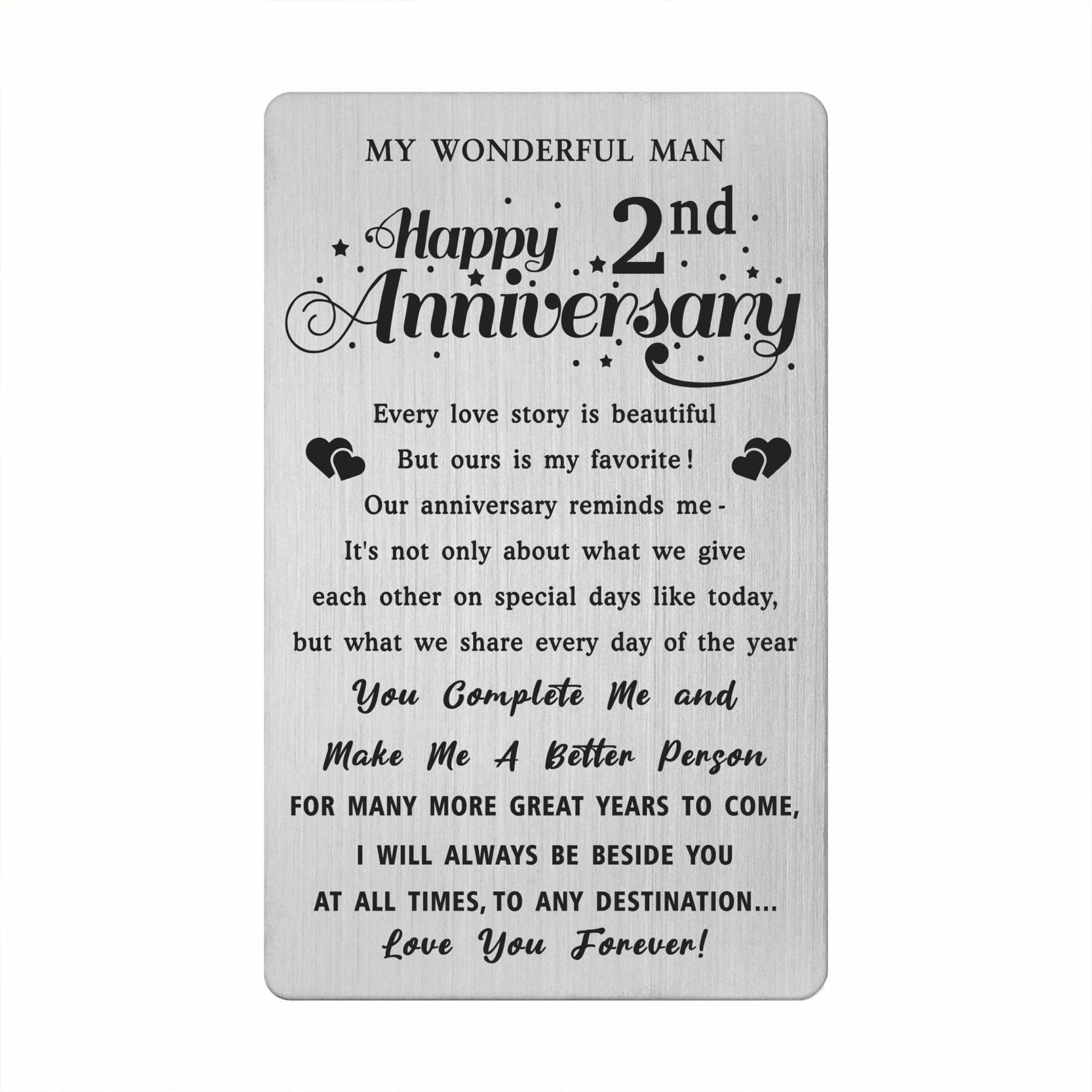 2nd Wedding Anniversary Card for Husband, Second Year Anniversary Card for Him, Happy 2nd Anniversary Card for Husband