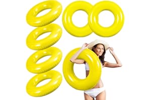 JellyArch 6 Pcs Inflatable Pool Floats 28 Inches Swim Tube Bulk for Adults Swimming Ring Pool Floaties for Beach Party Decorations Women and Men River Lake Summer Vacation Holiday (Yellow)