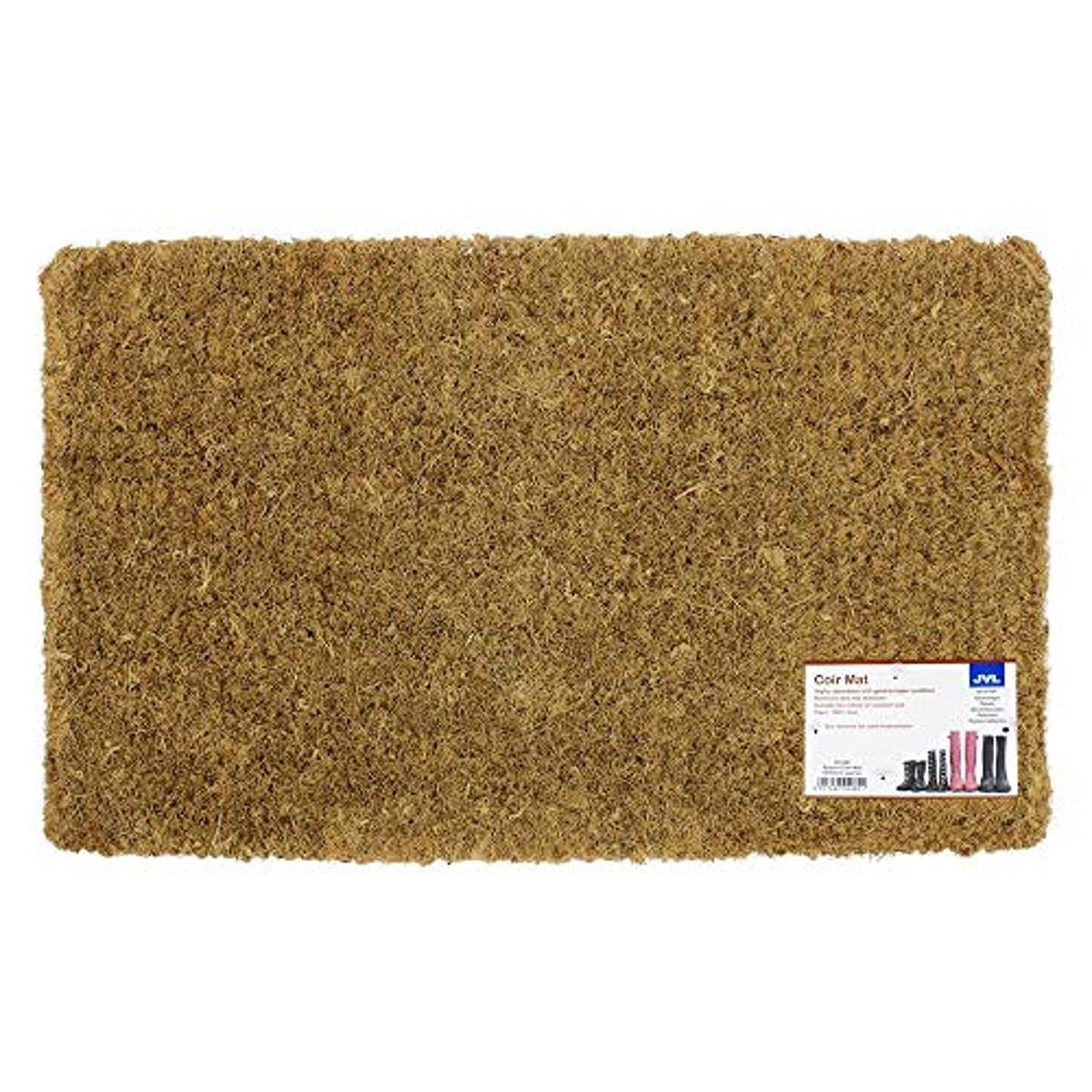 JVL Plain Natural 100% Coir Entrance Door Mat, 35 x 60 cm
