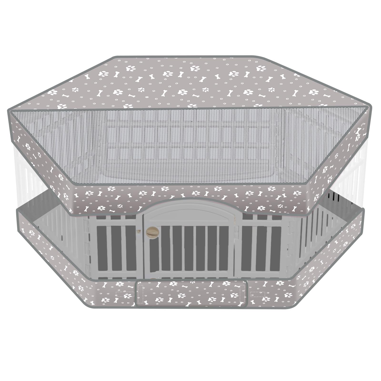 Photo 1 of 2 Pack Dog Playpen Top Mesh Cover and Bottom Pad Fits for 36?w 24?h 6 Panels Play Pen Indoor Outdoor Dog Crate Puppy Exercise Mat Reusable Washable, Hoop & Loop Design, Playpen Not Included(Gray)