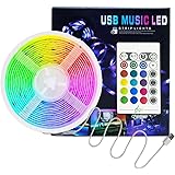 AMEXI LED Strip Light,Music LED Light Strip Smart Color-Changing Rope Light, 16.4ft / 5M SMD 5050 RGB Light bar Suitable for 