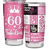 ZAHUOMUG 60th Birthday Gifts for Women Tumbler 60 Year Old Gifts for Her Happy 60th Birthday Decorations Women Stainless Cup 20oz