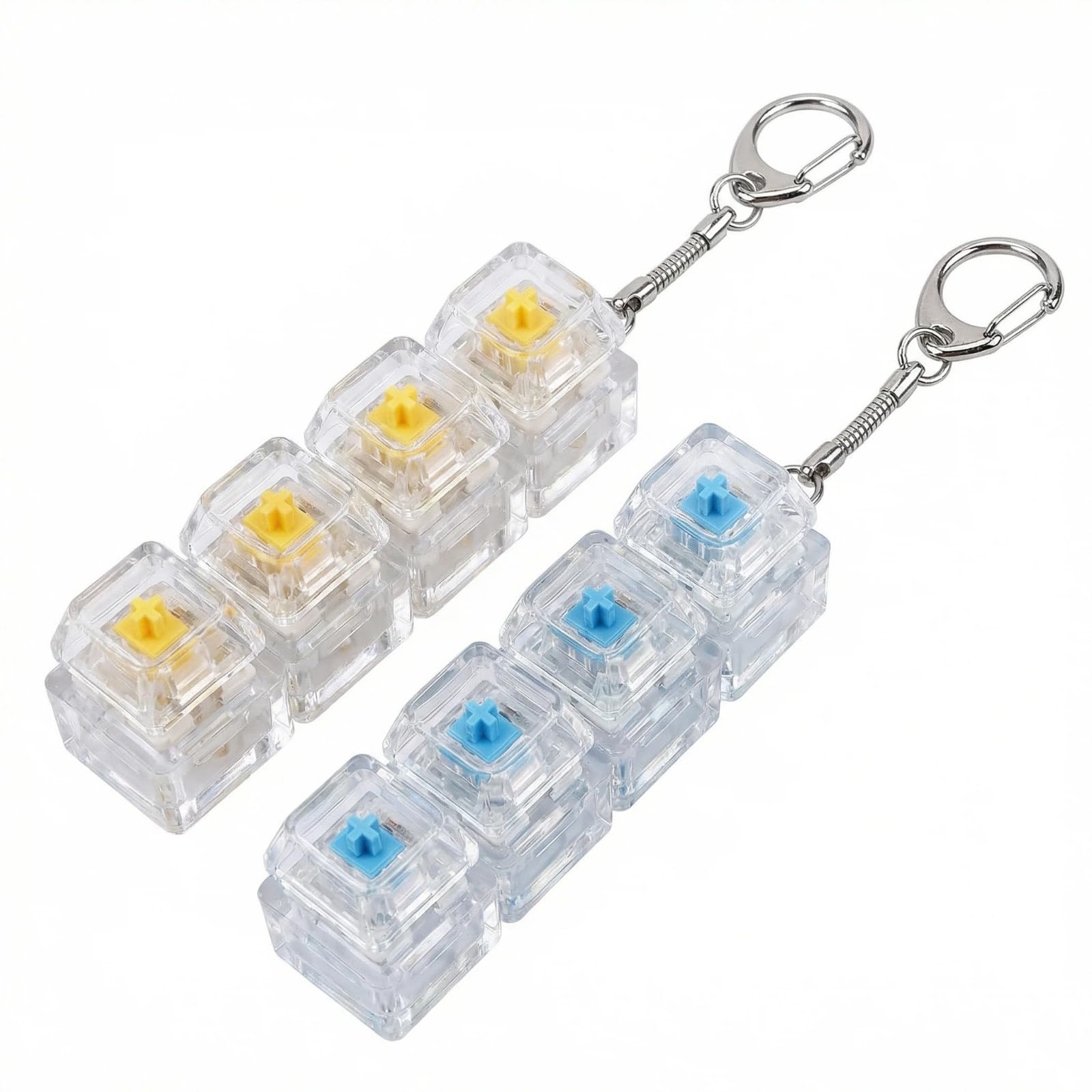 2 Pcs Keyboard Fidget Toy 4-Button Keyboard Fidget Keychain Portable Funny Stress Relief Fidget Keyring Adults Kids Clicker Fidget Decompression Toys for Home Office School Pass the Time (Style D)