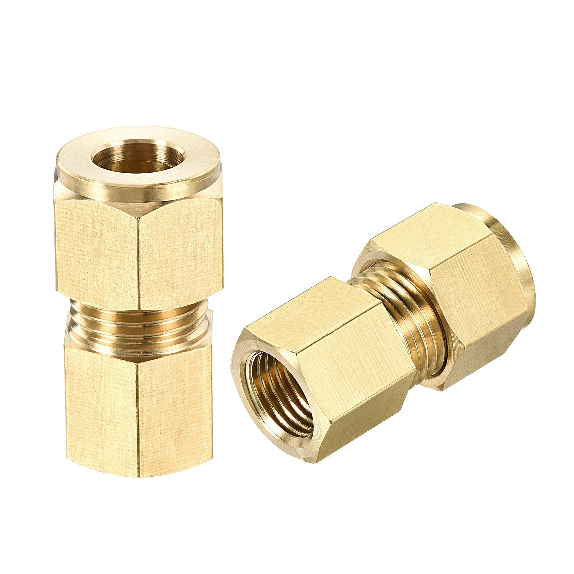 sourcing map Compression Tube Fitting G1/4 Female Thread x 10mm Tube OD Straight Coupling Adapter Brass, Pack of 2