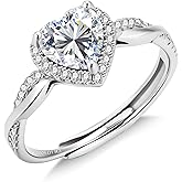 LANCHARMED Moissanite Wedding Rings for Women 925 Sterling Silver Rings with White Gold Plated Eternity Stackable Lab Created Moissanite Engagement Rings Heart Ring
