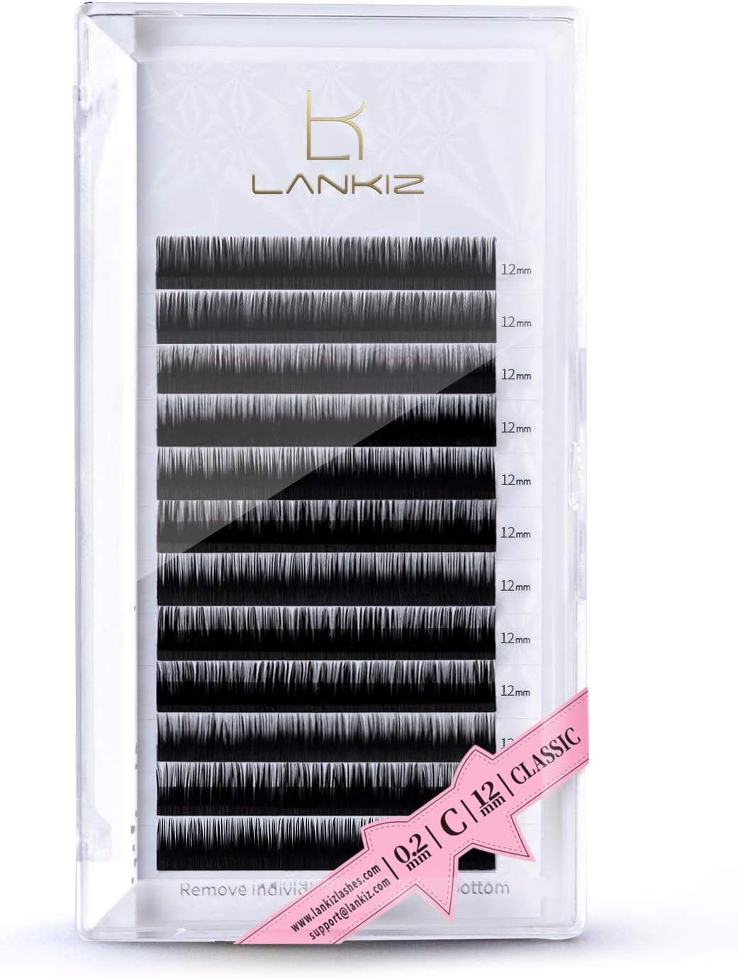 LANKIZ Eyelash Extensions Individual Lashes 0.2mm C Curl 12mm Mink Eyelash Extension Supplies 8-15mm Classic Lash Extensions Professional