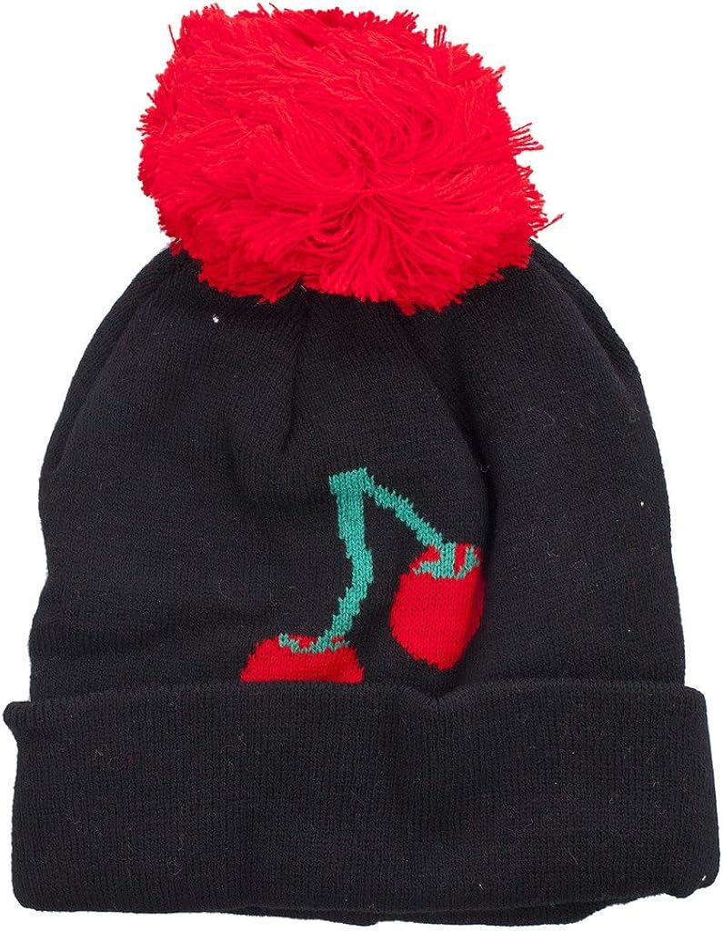 black and red beanie hat
