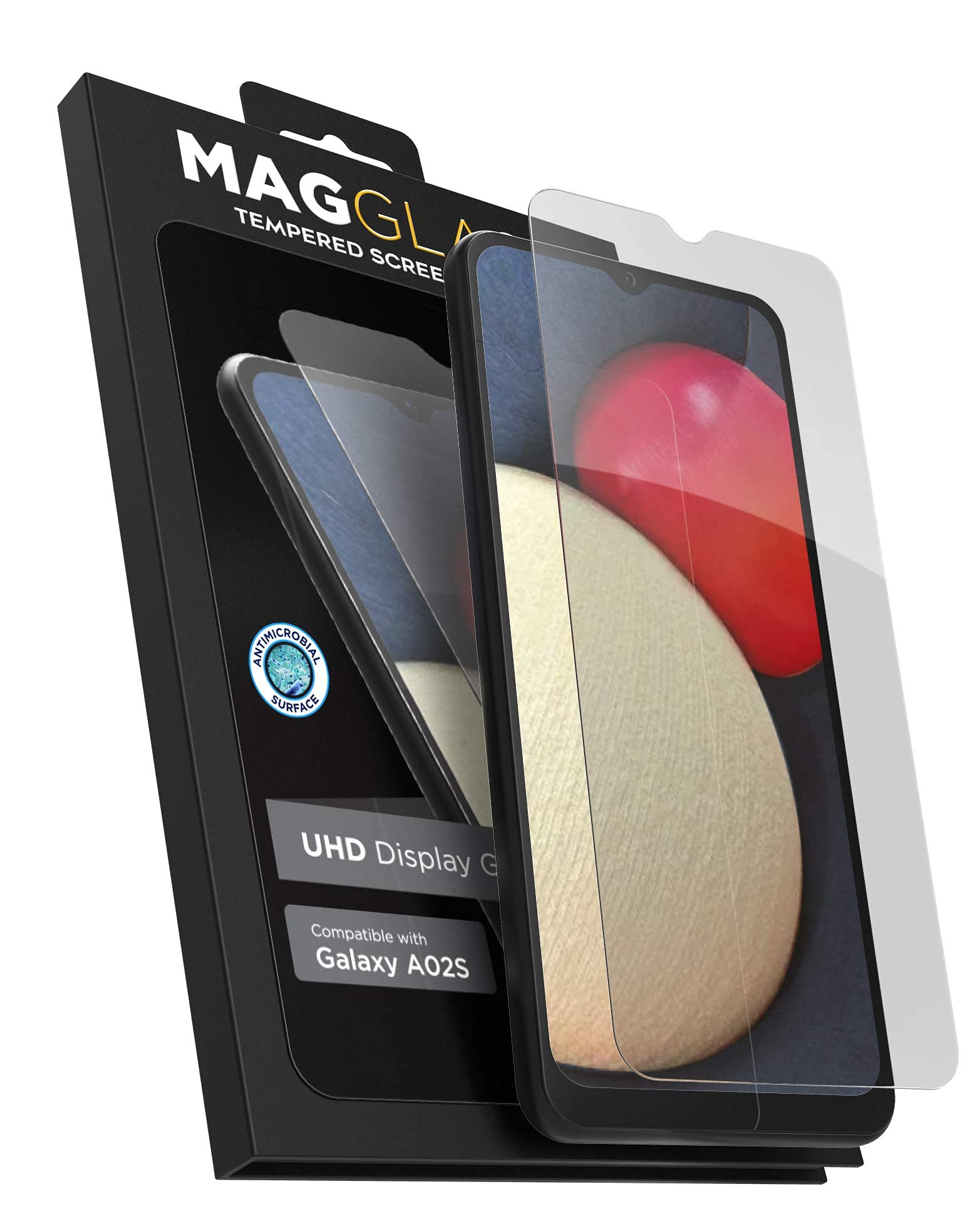magglass Samsung Galaxy A03S / A03/ A02s Screen Protector Tempered Glass - Anti Bubble UHD Full Coverage Display Guard (Case Compatible)