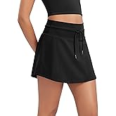ODODOS Women's Drawstring Tie Daily Skirts Built-in Shorts Athletic Golf Tennis Skorts with Ball Pocket