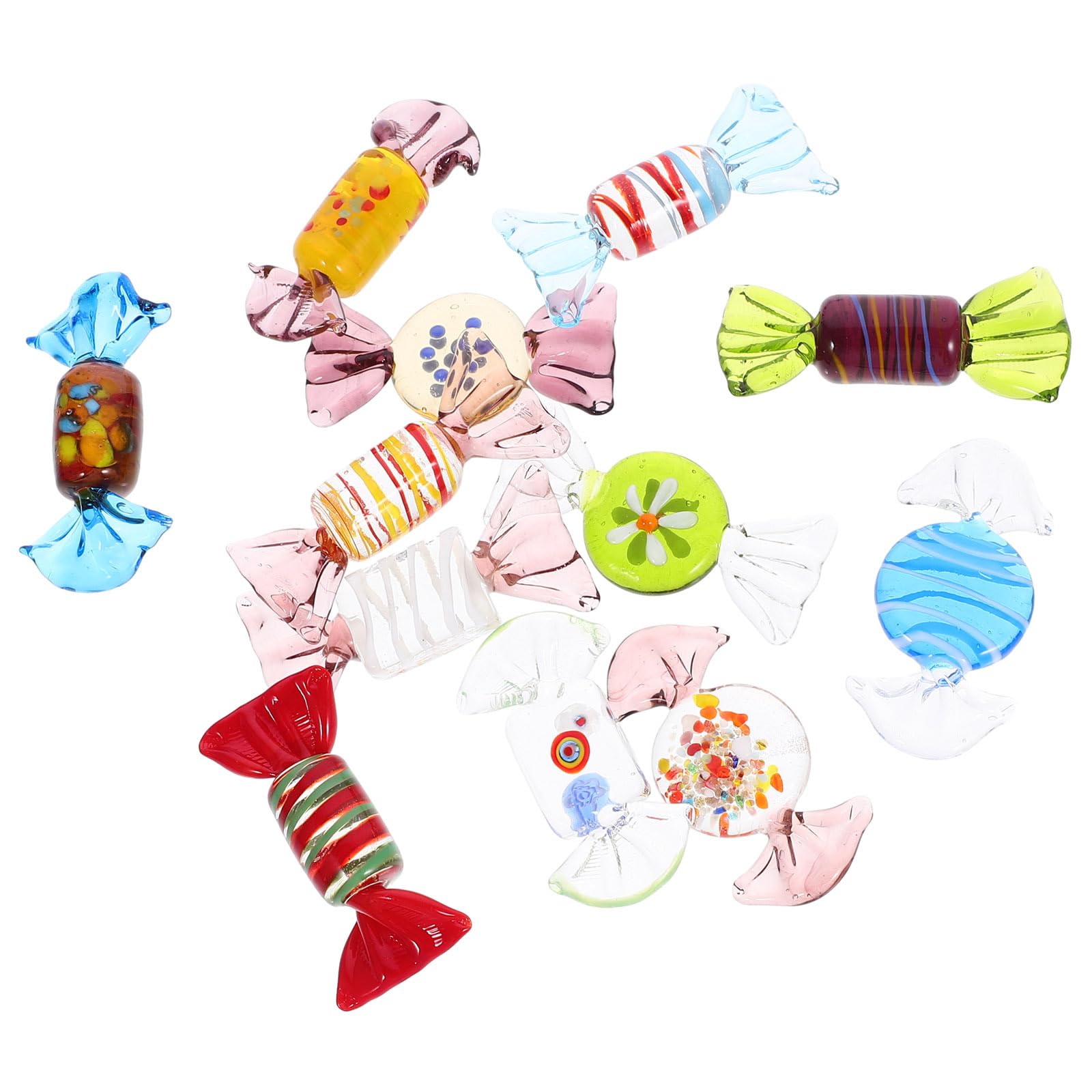 Murano Glass Sweet, Handmade Artificial Vintage Sweets Ornaments - 12Pcs Various Candy Decorations Props for Xmas Christmas Decorations & Home Wedding Party Festival Ornaments