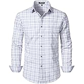 JEMITOP Men's Transitional Weather Slim Fit Long Sleeve Button Down Shirt Business Casual Dress Shirts with Pocket