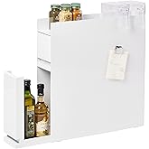 YAMAZAKI Home Spice Rack, 2-Tiers with Sliding Drawer, Slim, Steel, White | Two-tier seasoning and condiments spice rack with storage drawer. Convenient kitchen food storage container for a tidy.
