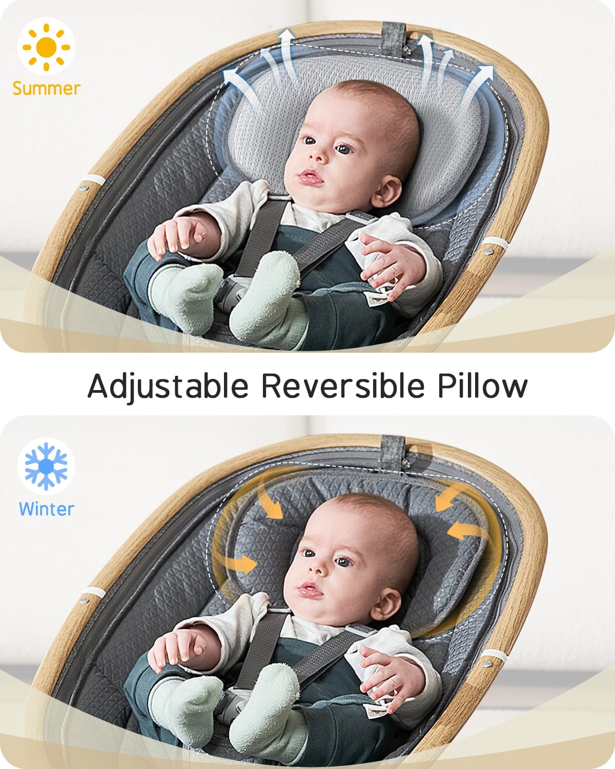 Baby Swings for Infants, Baby Swing for Newborns Boys Girls with 5 Swing Speeds Timing Function & Music, Portable Infant Swing