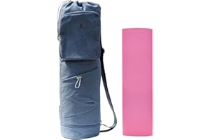 ESVAN Yoga Mat Bag with Multi Pockets Drawstring Yoga Mat Carrier Pilates Exercise Multi-Functional Storage Bag