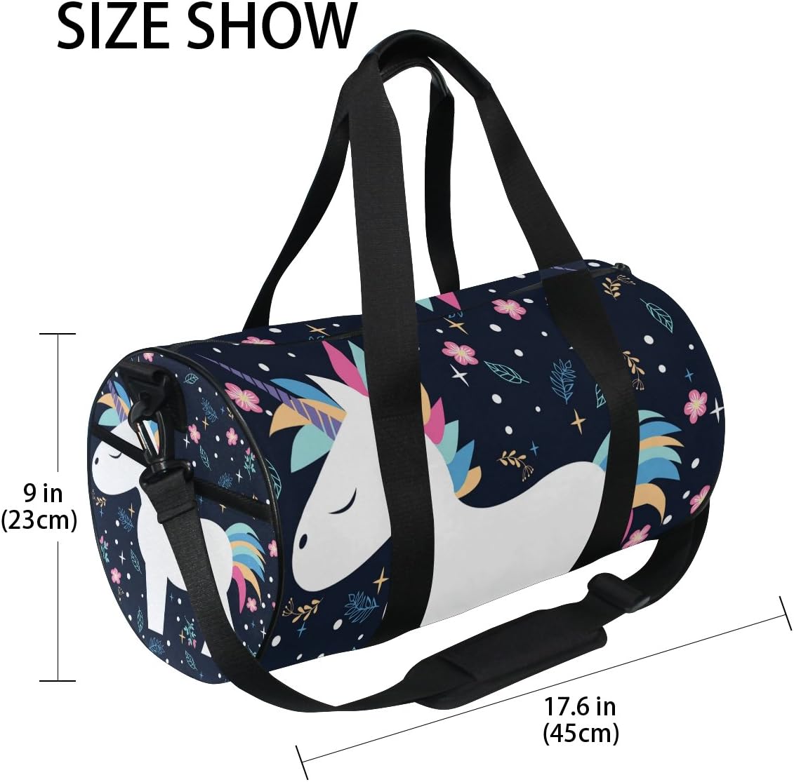 JSTEL Canvas-Barrel Bag-Print Sports Gym Bag-Handbag Yoga Bag Shoulder Tote Weekend Bag Shoes Beach Bag for Women Men - Image 5