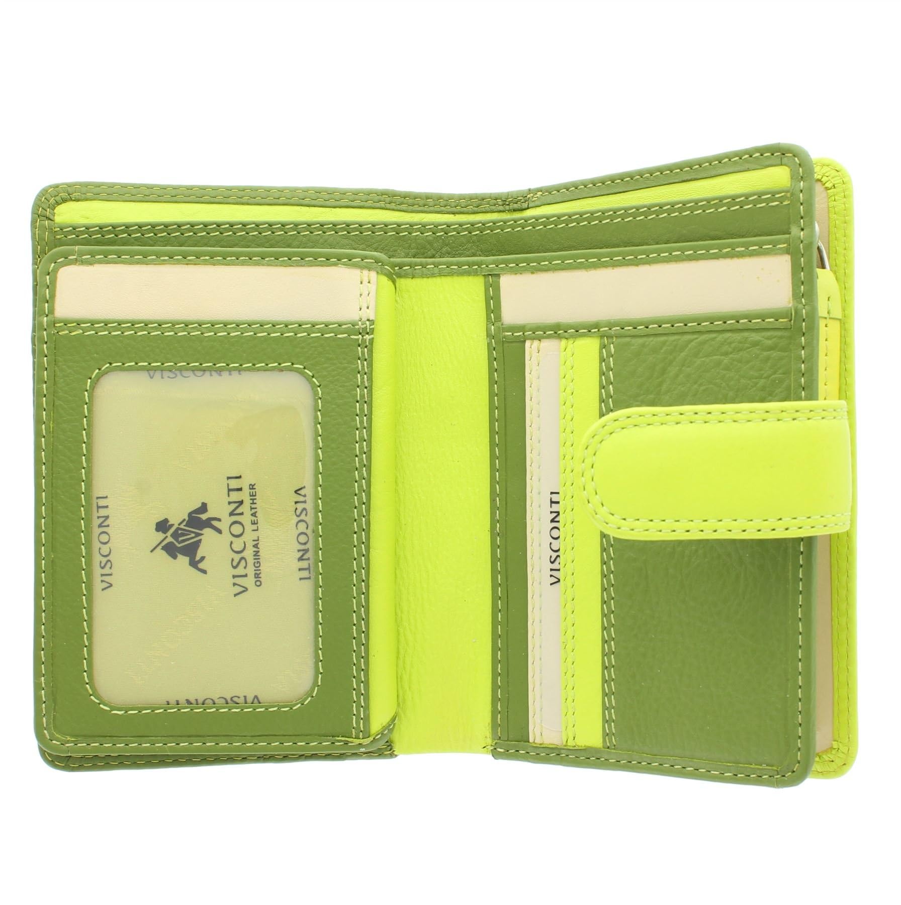 VISCONTI Rainbow Leather Ladies Purse Style RFID Blocking RB51 Lime Multi — image 1