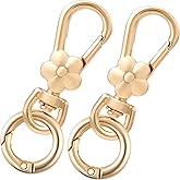Winsyison 2 Pack Double Opening Keychain Clips, Zinc Alloy Swivel Spring Snap Hooks for Lanyards DIY Crafts, Plum Blossom Keychain Clasp for Camping Hiking Travelling- Gold