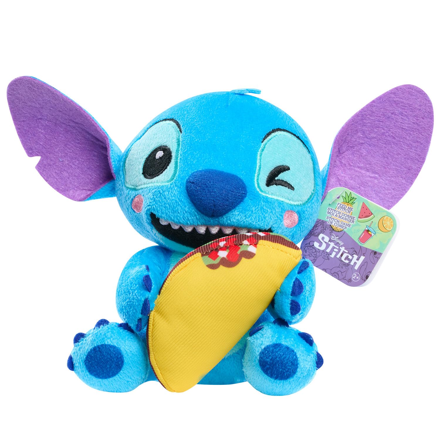 Disney Stitch Small 7-inch Plush Stuffed Animal, Stitch with Taco, Kids Toys for Ages 2 Up by Just Play