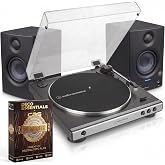 Audio-Technica AT-LP60X-GM Fully Automatic Belt-Drive Turntable 33-1/3 &amp; 45 RPM Gunmetal/Black Bundle with PreSonus Eris 3.5 Studio Monitors Pair and 2 YR CPS Enhanced Protection Pack