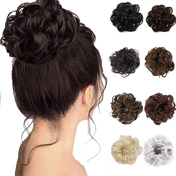 Hair Bun Extensions Wavy Curly Messy Donut Chignons Hair Piece Wig