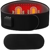 Emicool Lower Back Massager Belt with Four Modes Heating & Massage & Red Light, Ergonomic Support Massage Belt with Timer, Portable Cordless Heating Pad for Back Relieve Pain, Battery-Powered