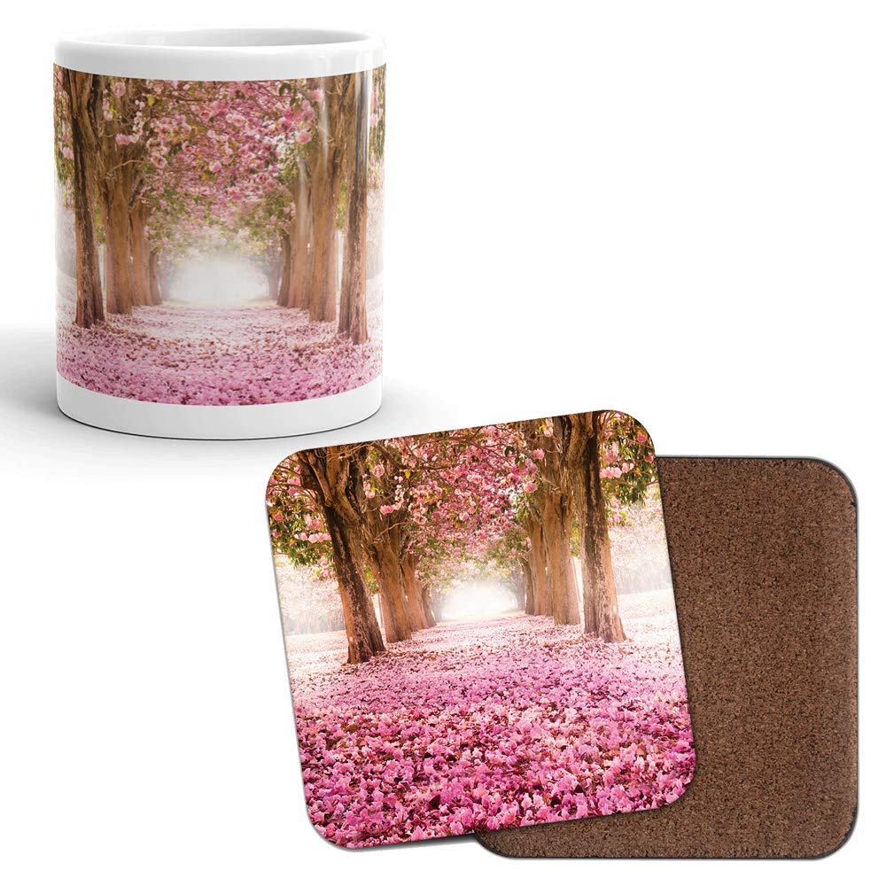 DV Mugs Ltd Mug & Coaster Set - Pretty Pink Blossom Trees Wedding Girlfriend Mum #8270 (Mug & Coaster)