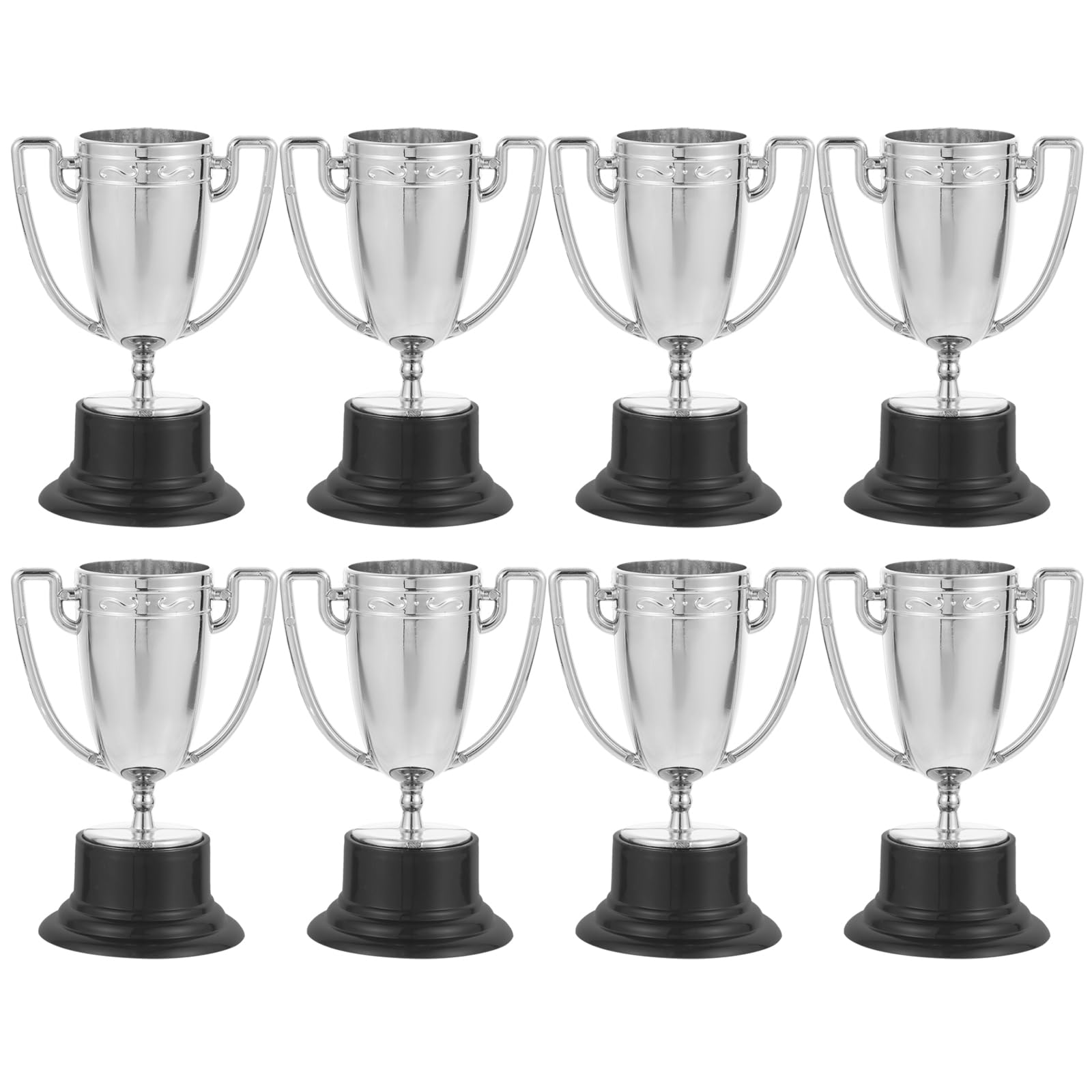 BESPORTBLE 8Pcs Mini Silver Trophy Cups - Plastic Award Trophies for Sports, Competitions, Party Decorations, Kids Rewards, and Office Display (3.2 X 2.2 X 1.8 Inches)