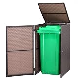 CASARIA Wheelie Bin Hideaway 240L Brown Poly Rattan Garden Shield view 9