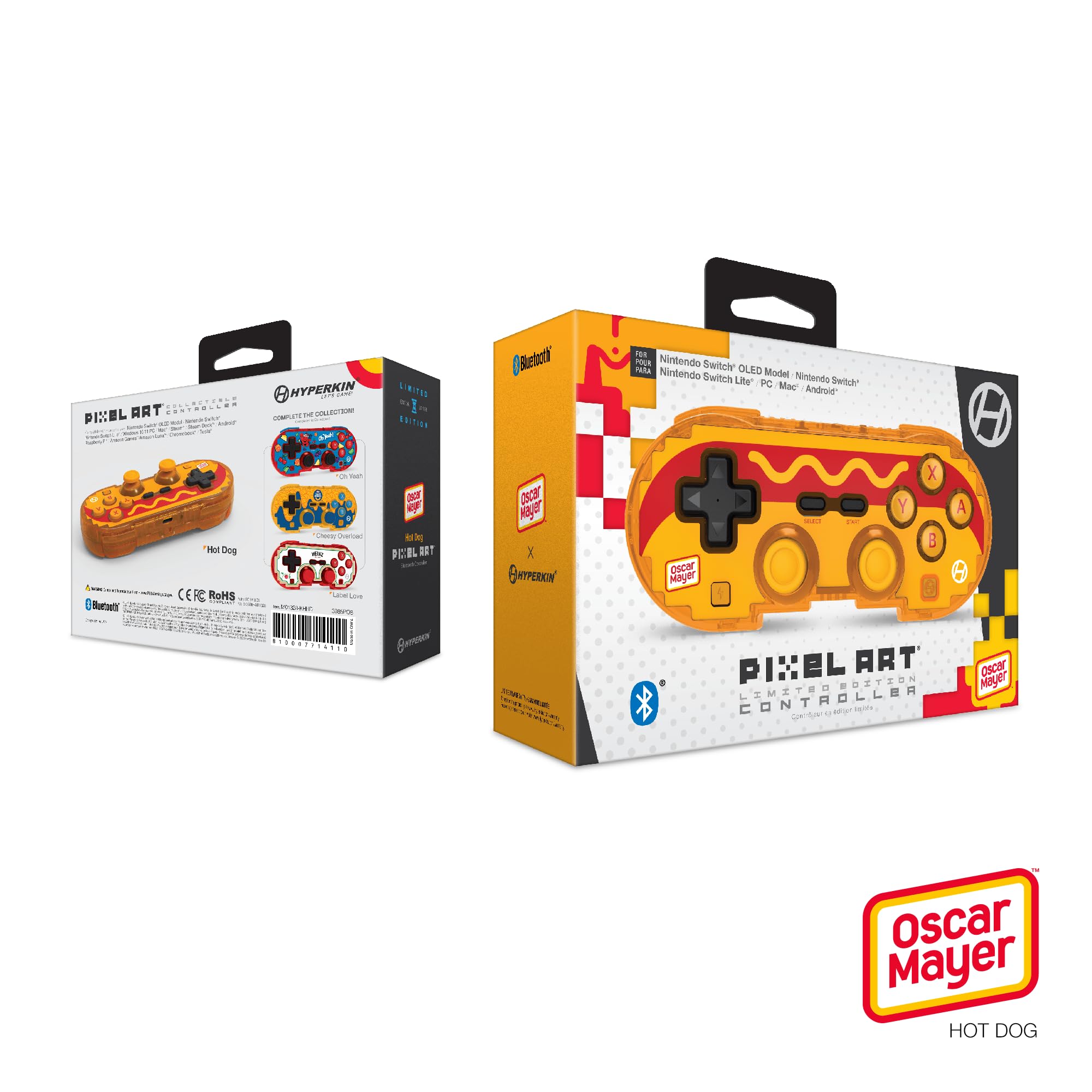 Hyperkin Limited Edition Pixel Art Bluetooth Controller Official Oscar Mayer Edition - Officially Licensed - For Nintendo Switch®, PC, Mac®, Android®, iOS® (Hot Dog)