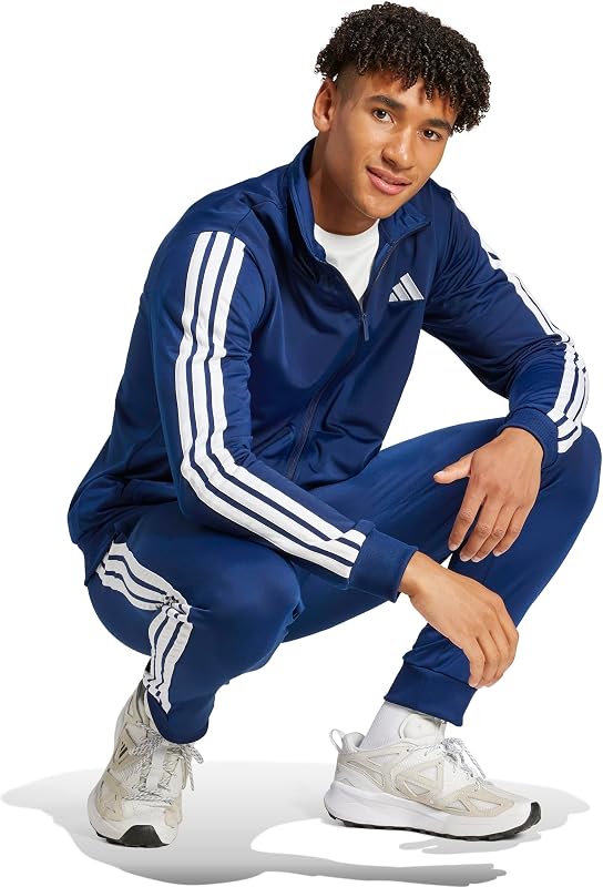 adidas Vestuário Desportivo Masculino Basic 3 Stripes Tricot Fato de Treino, Azul (Azul Escuro), M — foto 3 de 4