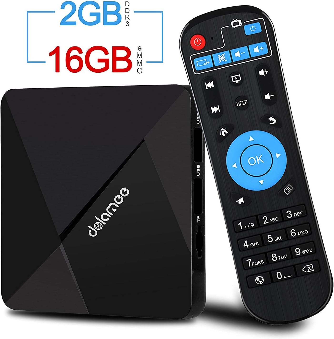 DOLAMEE D5 Android 7.1 TV Box, 2GB RAM 16B ROM 4K HD Smart Media Player with 2.4Ghz WIFI Bluetooth 4.0