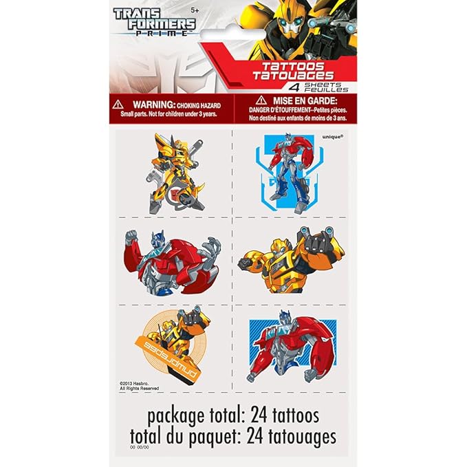 4 Transformers Tattoo Sheets 24 Tattoos Amazon In Toys Games