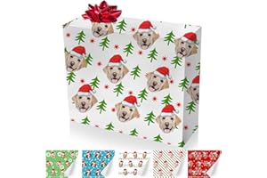 Personalized Christmas Wrapping Paper Rolls for Men Women Kids, Custom Photo Christmas Wrapping Paper Jumbo with Plaid/Snowfl