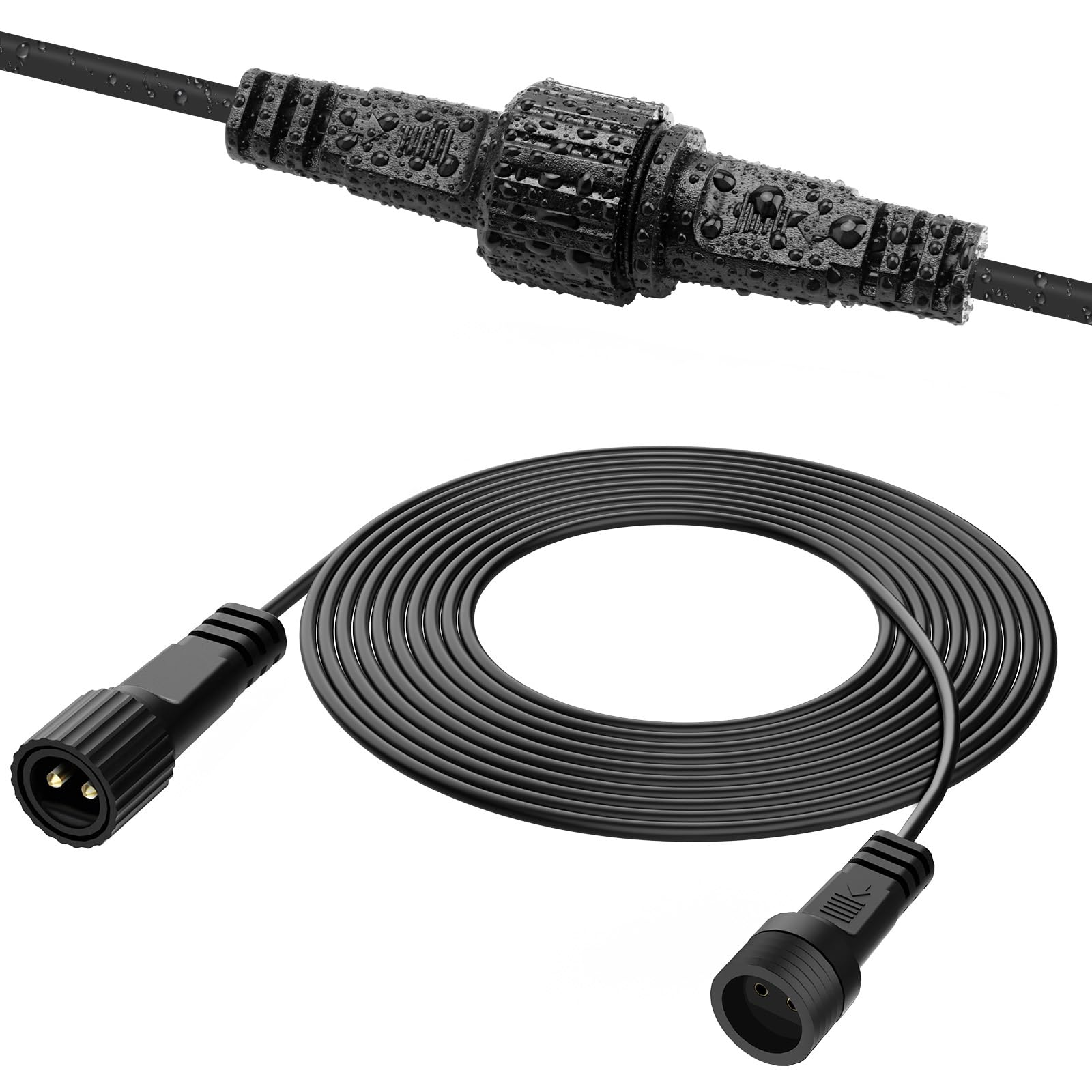 5M Extension Cable, Gcstnn 16.4Ft 2 Pin LED Connector IP65 Waterproof Extension Lead Cord for G40 Globe Lights, Outdoor Festoon Lights, Icicle Fairy Lights, Net Lights, Christmas String Lights