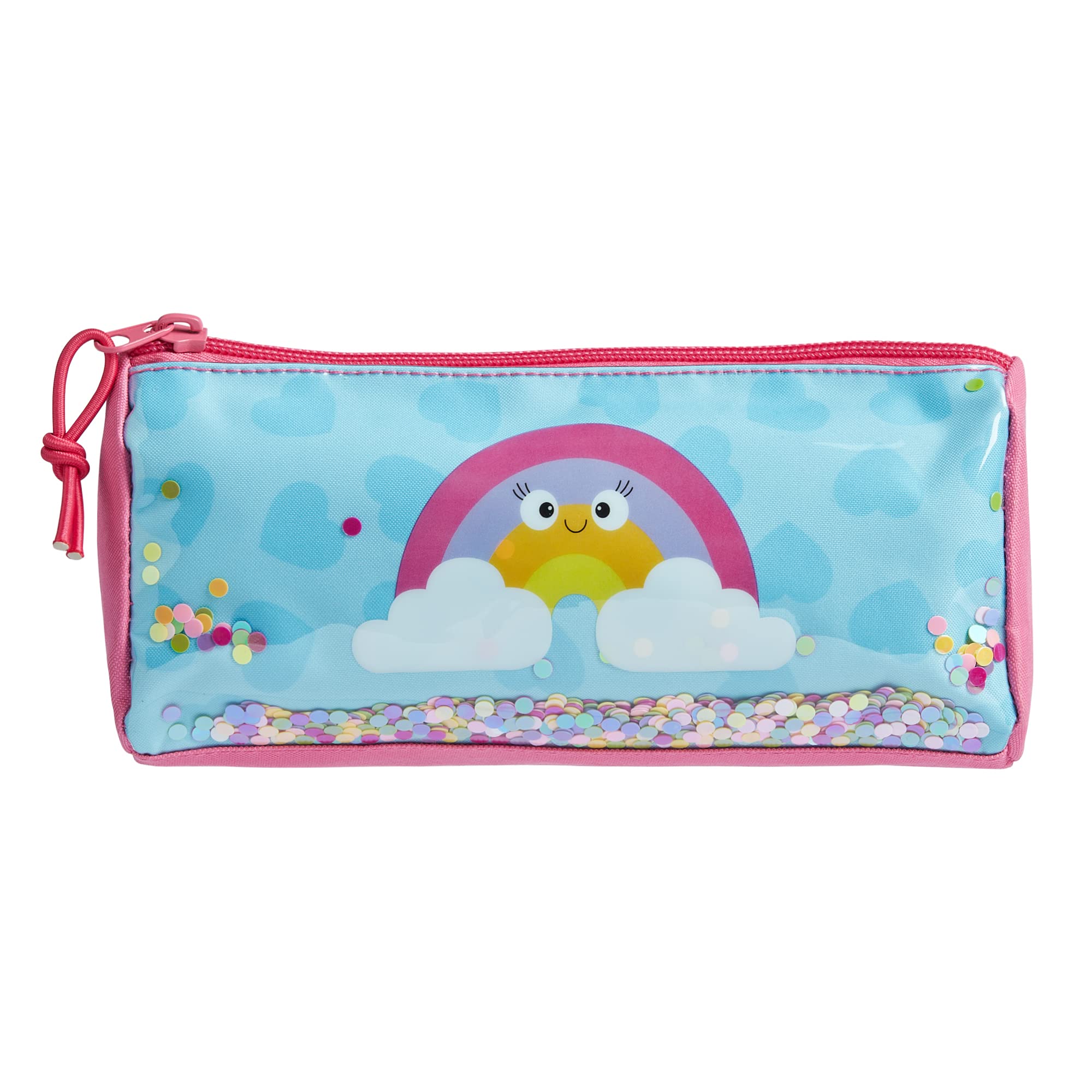 Tinc Glittery Sequin Rainbow School Pencil Case | Travel & Cosmetic Bag | Blue & Pink