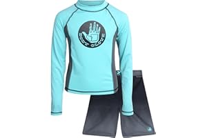 Body Glove Boys Swim Set - 2 Piece Boys Swim Trunks with Rash Guard UV Protection Swimsuit Kids Bathing Suits (Sizes 4-12)