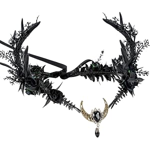 MOSTORY Flower Elf Antler Crown - Woodland Fairy Circlet for Renaissance Accessories Women Fairy Costume Renfaire Cosplay