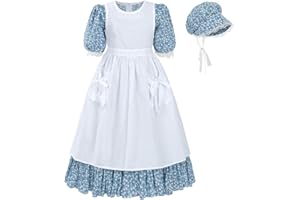 Nuoqi Pioneer Dresses for Girls Laura Ingalls Wilder Costume Colonial Girls Costume