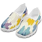 Slip On Walking Shoes for Women Elegant Colorful Breathable Mesh Flat Work Shoes for Women Lightweight Slip-Ins No Laces Loafers Daily Wear Summer Casual Fitness