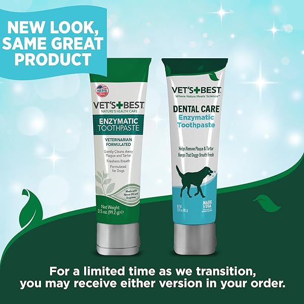 VET’S BEST ENZYMATIC DOG TOOTHPASTE – VET FORMULATED DENTAL GEL FOR TEETH CLEANING, FRESH BREATH, TARTAR CONTROL, PLAQUE REMOVER & ORAL HYGIENE FOR DOGS, 3.5 OZ