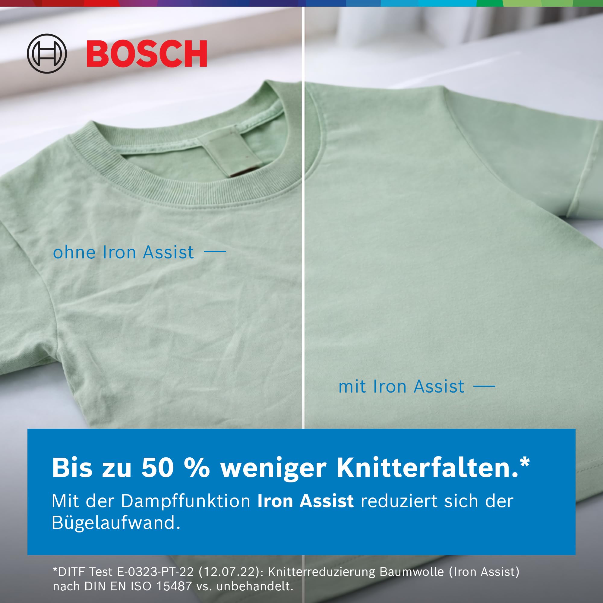 Bosch WGG254F10, Serie 6, Waschmaschine 10 kg, 1400 UpM, Frontlader, i-DOS Waschmitteldosierung, Fleckenautomatik, Iron Assist - weniger Falten, Touch Control, Schnelles Waschen, AquaStop, Weiß 6